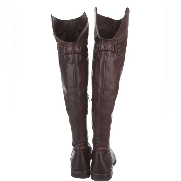 Frye Shirley Over-The-Knee Brown Leather Riding Boots Size 6 - Picture 2 of 12